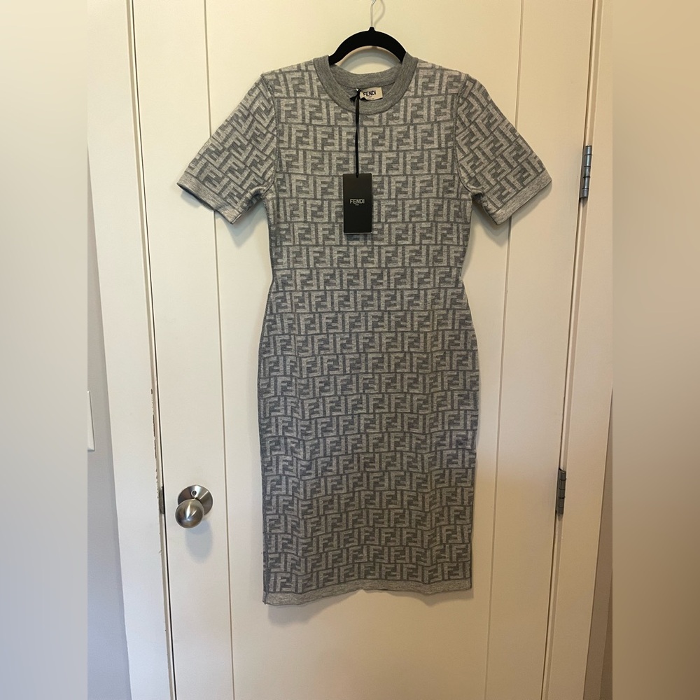 Fendi reverseable Gray bodycon dress IT 40 $2350 NEW!
